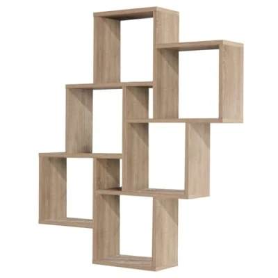 Image de FMD furniture Etagère Murale Décor Chêne 81.2 x 94.3 15.7 cm Bibliothèque Solide avec 8 Compartiments 2006 002E