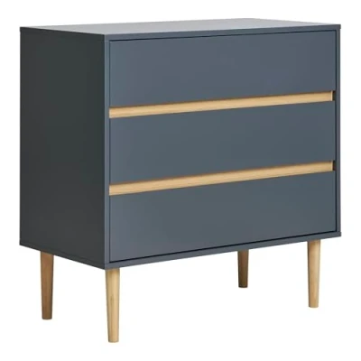 Image de Commode 3 tiroirs 80x40x80 cm bleu canard et naturel