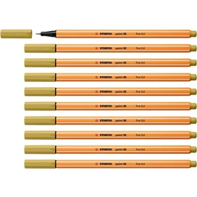 Image de Stylo feutre pointe fine STABILO point 88 Lot x 10 stylos vert kaki (66)