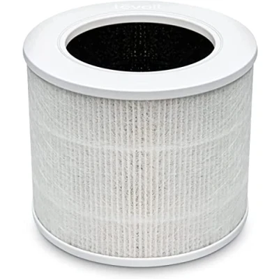 Image de LEVOIT Filtre de rechange pour purificateur d&#039;air HEPA 3 en 1, charbon actif à haute efficacité, noyau mini RF blanc