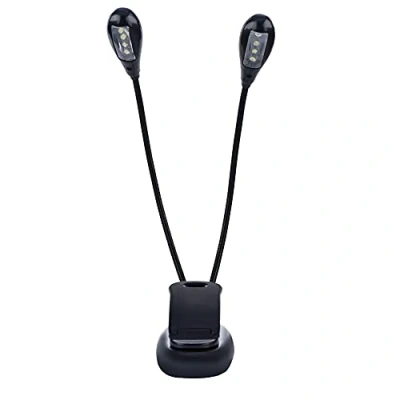 Image de Pwshymi Lampe Pupitre Musique, de Lecture Mini à Bras Double Orientable pour Lecture/Chevet(8 lights)