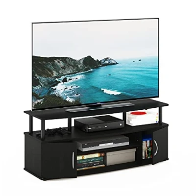 Image de Furinno Support pour Téléviseur Jusqu&#039;à 50 Pouces, Bois, Noir, Taille Unique, dense, Marron