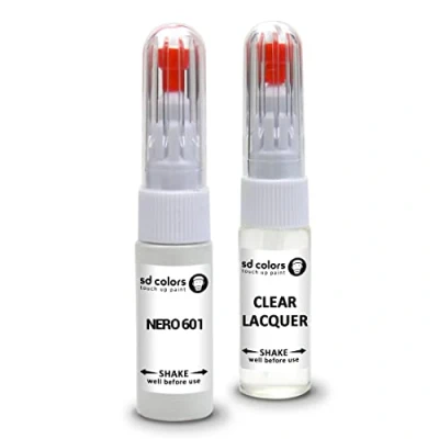 Image de SD COLORS NERO 601 Kit de réparation stylo retouche peinture 20 ML avec pinceau anti rayures Code couleur (peinture + vernis)