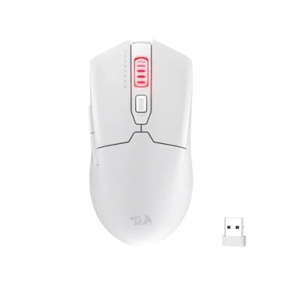 Image de Redragon M995 Souris de jeu sans fil 26 000 DPI avec connexion 3 modes, BT &amp; 2,4 G, 6 touches macro, capacité d&#039;alimentation durable pour PC/Mac/ordinateur portable, blanc