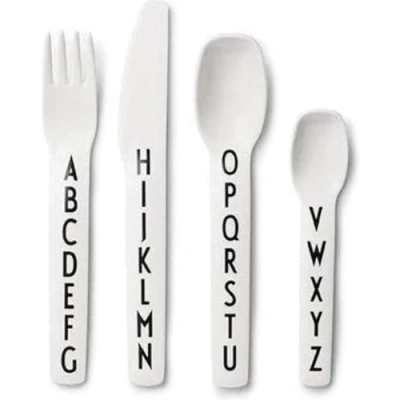 Image de Design Letters 4 Pièces Couverts en Tritan pour bébés et enfants Fourchette, Cuillère, Couteau &amp; Cuillère à thé Set de Voyage Sans BPA, BPS EA anti chute réutilisables