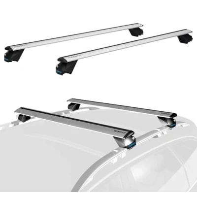 Image de COWVIE Barres transversales universelles Professionnelles de 135 cm avec serrures à clé, entièrement assemblées, pour Rails surélevés, Argenté