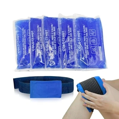 Image de SURGICALMED Lot de 5 Poche gel Chaud Froid réutilisables (26 x 15 cm) Comprend 1 Housse en Tissu Multipositions bande compression Glace Pour le Réfrigérateur et Micro ondes