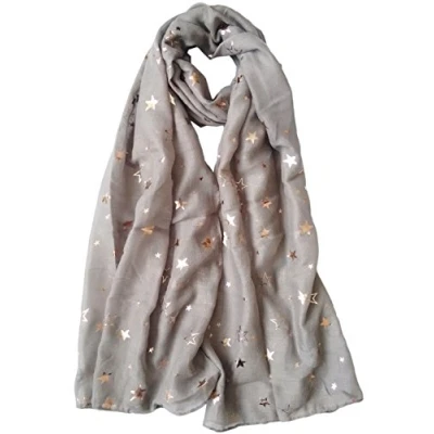 Image de GlamLondon Écharpe galaxie dorée à paillettes avec étoiles imprimées pour femme Gris Taille Unique