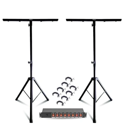 Image de Pack Lumière 2 Pieds Mooving Light ML SUPPORT DJLIGHT 8 Crochets SH2B Dispatching Voies DJ soirée anniversaire