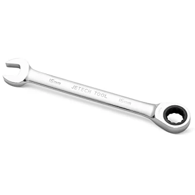 Image de Jetech 16mm Clé mixte à cliquet polygonale en acier de qualité industrielle Cr V au fini chrome poli