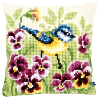 Image de Vervaco Kit coussin au point de croix Mésange bleue