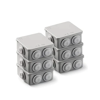 Image de FAMATEL Lot de 6 boîtes étanches (3002) Étanchéité IP65 90 x 42 mm avec Cônes Couvercle à Pression Montage Facile Haute résistance aux Chocs Gris