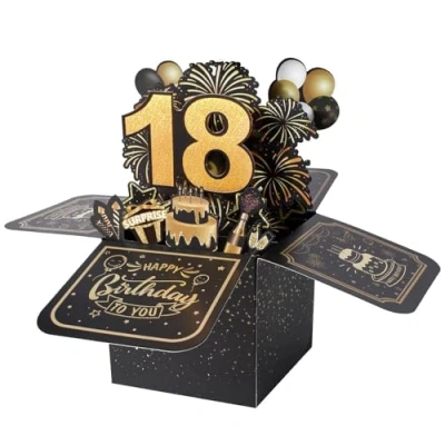Image de Carte de 18ns Anniversaire Pop up 3D Voeux Joyeux avec Enveloppe Cadeau pour