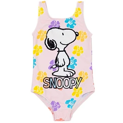 Image de Peanuts Maillot de Bain Snoopy pour Filles Enfants Animé Beagle Dog Bleu Jaune Violet Fleur Floral Tout en Un Rose Costume Produits dérivés by Schulz