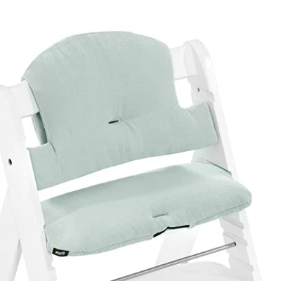 Image de hauck Coussin Chaise Haute Bébé Highchair Pad Select, Compatible avec Chaises Alpha+, Beta+ et Arketa, Antidérapant, Double Rembourrage au Dossier, Facile à Fixer, Mousseline Menthe