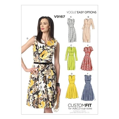 Image de Vogue Patterns 9167, Robe pour Femme, Tailles, Multicolore, A5 (34 36 38 40 42)