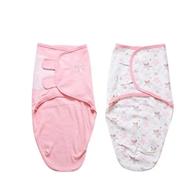 Image de Gigoteuse d&#039;Emmaillotage 2pcs Couvertures Couverture Bébé Réglable 100% Cotton (3 4 Mois, Rose)