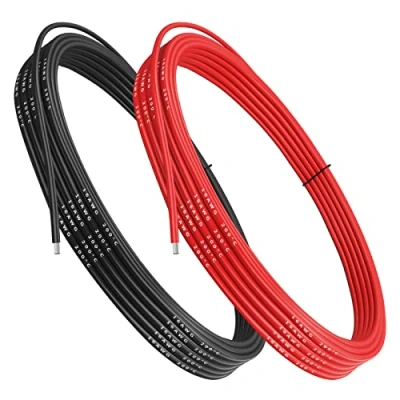 Image de MakerStack Fil de silicone calibre 16, faible et flexible, basse impédance (8.2ft, noir 8.2ft, rouge)