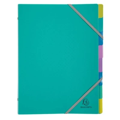 Image de Exacompta Réf. 56193E Carton de 8 trieurs Forever Young 3 rabats avec élastiques couverture et intérieur en polypropylène recyclé compartiments dim 25x32 cm pour format A4 turquoise