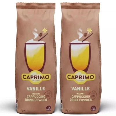 Image de CAPRIMO Cappuccino Aromatisé Vanille 2x1kg de Boisson Instantanée en poudre soluble 30% sucre moins