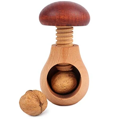 Image de Creative Home Casse Noix Noisette en Bois Broyeur Manuel pour la Cuisine 10 x 6 cm Forme de Champignon Hêtre Naturel avec Mécanisme à Vis Solide et Durable