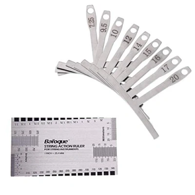 Image de Jeu d&#039;outils de Mesure pour Guitare Comprend 9 Jeux jauge Rayon Understring et Un Outil lutherie règle d&#039;action Corde