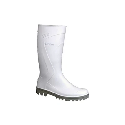 Image de Botte de Travail Étanche Haute Fabriquée en PVC Couleur Blanche Pointure 42 Semelle Antidérapante et Résistante à l&#039;Abrasion