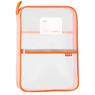Image de Sac à documents en maille nylon avec fermeture éclair Format A4 Orange