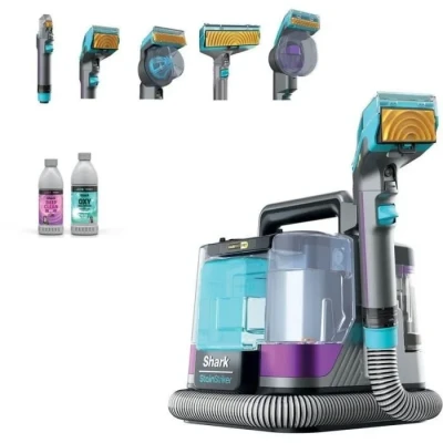 Image de Shark StainStriker HairPro spécial animaux, Aspiration 450 W, Extracteur de poils, Élimine taches et odeurs, Léger portable, Inclus : 4 accessoires 2 formules nettoyage PX250EUT