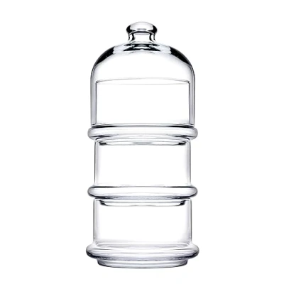 Image de Pasabahce Patisserie Basic Set 3 Récipients Empilables avec Dôme, Verre, Transparent, 12x26 cm