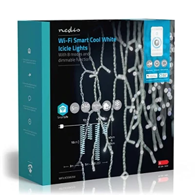Image de Nedis SmartLife LED Décorative Stalactite Blanc Froid 240 LED&#039;s Intérieur et Extérieur 7 Motifs de Mouvement 5 m Android/IOS