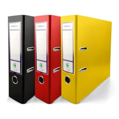 Image de Netuno 3x classeur à anneaux couleurs noir rouge jaune A4 mécanisme 2 8cm plastique éco d&#039;école pour documents de format levier