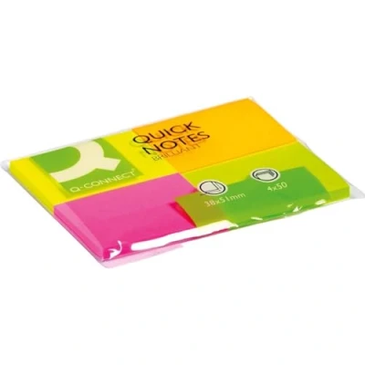 Image de Q Connect 928601 Bloc Notes Néon Repositionnables 40 x 50mm Papier Assorties