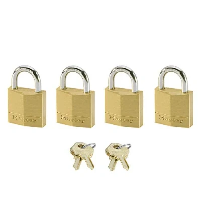 Image de Master Lock Petits Cadenas [Clés communes] [Pack Familiale de 4] 120EURQNOP Idéal pour les Sacs à Dos, Bagages, Valises , Casiers et plus