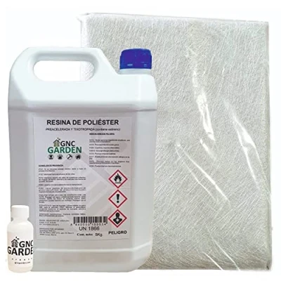 Image de résine de polyester 5 kg pour réparations Fibre m², et catalyseur peroxyde 100 g