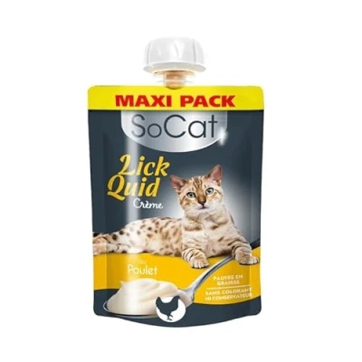 Image de RIGA Socat Lick Quid Friandises pour Chat Snack Humide Au Poulet Crème A Lécher Riche en Protéines sans Céréales Faible Graisses Récompense Idéale Maxi Pack 90 g