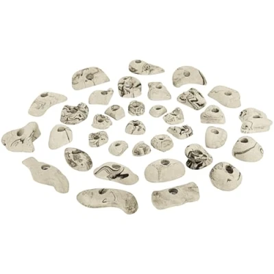 Image de ALPIDEX 35 Prises d&#039;escalade pour de 3 à 5 m² env. Surface d&#039;escalade, Couleur:Blanc moucheté