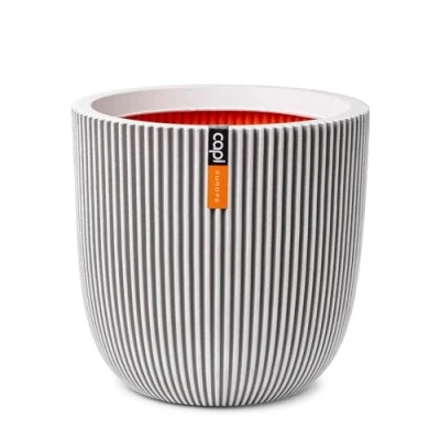 Image de Capi Europe Pot de Fleurs Boule Groove NL 35x34 Ivoire Ouverture Ø29 pour Une Utilisation à l&#039;intérieur et l&#039;extérieur Garantie Vie KGVI932