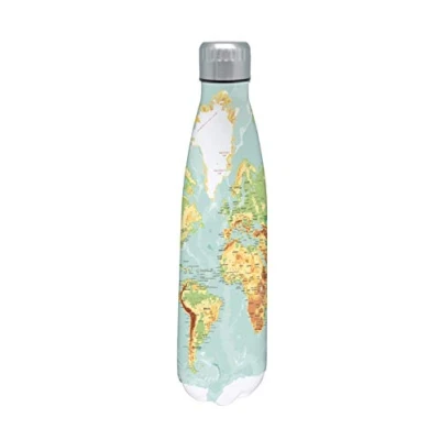Image de NERTHUS Fih 763 Bouteille Double Paroi pour Carte du Monde Chaud et Froid 750 ML, Acier Inoxydable, sans Bpa, 18/8