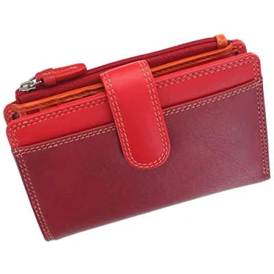 Image de Visconti Rainbow Collection Cayman Portefeuille en cuir avec blocage RFID RB97, Rouge/multicolore, Taille unique