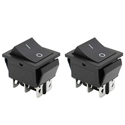 Image de Heschen Lot de 2 interrupteurs à bascule DPDT momentanés 6 bornes 16 A 250 V AC Noir