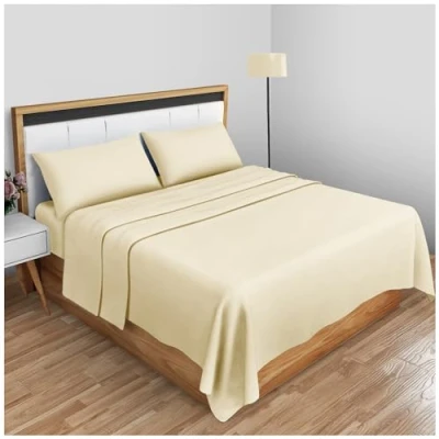 Image de GC GAVENO CAVAILIA Drap Plat en Percale Facile d&#039;entretien Résistant au rétrécissement et à la décoloration sans Repassage Crème
