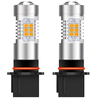 Image de KATUR PSX26W Ampoules LED Anti Brouillard Max 80W Super Lumineux 2000 lumens 3000K Orange avec projecteur pour la Conduite de Feux diurnes DRL ou antibrouillards (Pack 2)