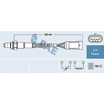 Image de FAE 77153 Sonde lambda RENAULT: CLIO 2, 3, TWINGO 1, OPEL: Vivaro A Combi, Van, Сamion à Plateau / Сhâssis