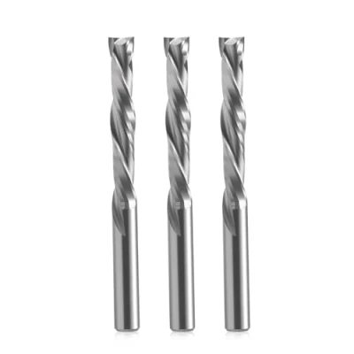 Image de EU_HOZLY Lot de 3 fraises hélicoïdales compression Up&amp;Down Diamètre coupe 4 mm, Tige Longueur 25 Fraise à queue CNC pour sculpture sur bois, gravure