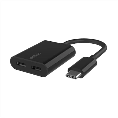 Image de Belkin Adaptateur USB C RockStar audio + recharge (adaptateur avec Power Delivery de 60 W, pour iPhone 15, iPad, Galaxy, Note, Google Pixel, LG, Sony Xperia, OnePlus, etc., noir)