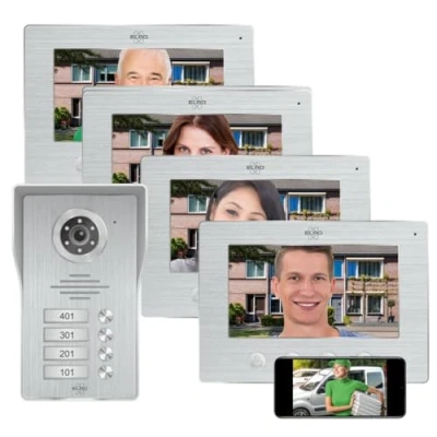 Image de ELRO DV4000IP4 Interphone Porte vidéo IP WiFi 4 Appartements Caméra Full HD 1080P avec Vision Nocturne câble Fils 16 sonneries