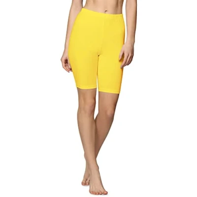 Image de Bellivalini Legging Court en Coton Femme BLV50 157 (Jaune, L)