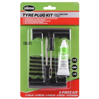 Image de Slime 20500 Kit de Réparation Pneu avec Alésoir et Porte Mèche, Mèches Taille Moyenne Extrêmement Résistantes, Poignée en Forme T Colle à Lot 8 Pièces