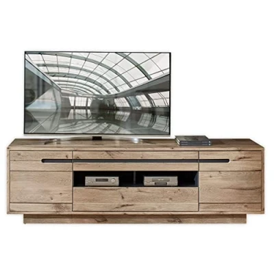 Image de Stella Trading Bellano Bas Aspect chêne Viking Graphite Meuble Moderne avec tiroirs et Beaucoup d&#039;espace de Rangement pour Votre Salon, Bois d&#039;ingénierie, TV Lowboard